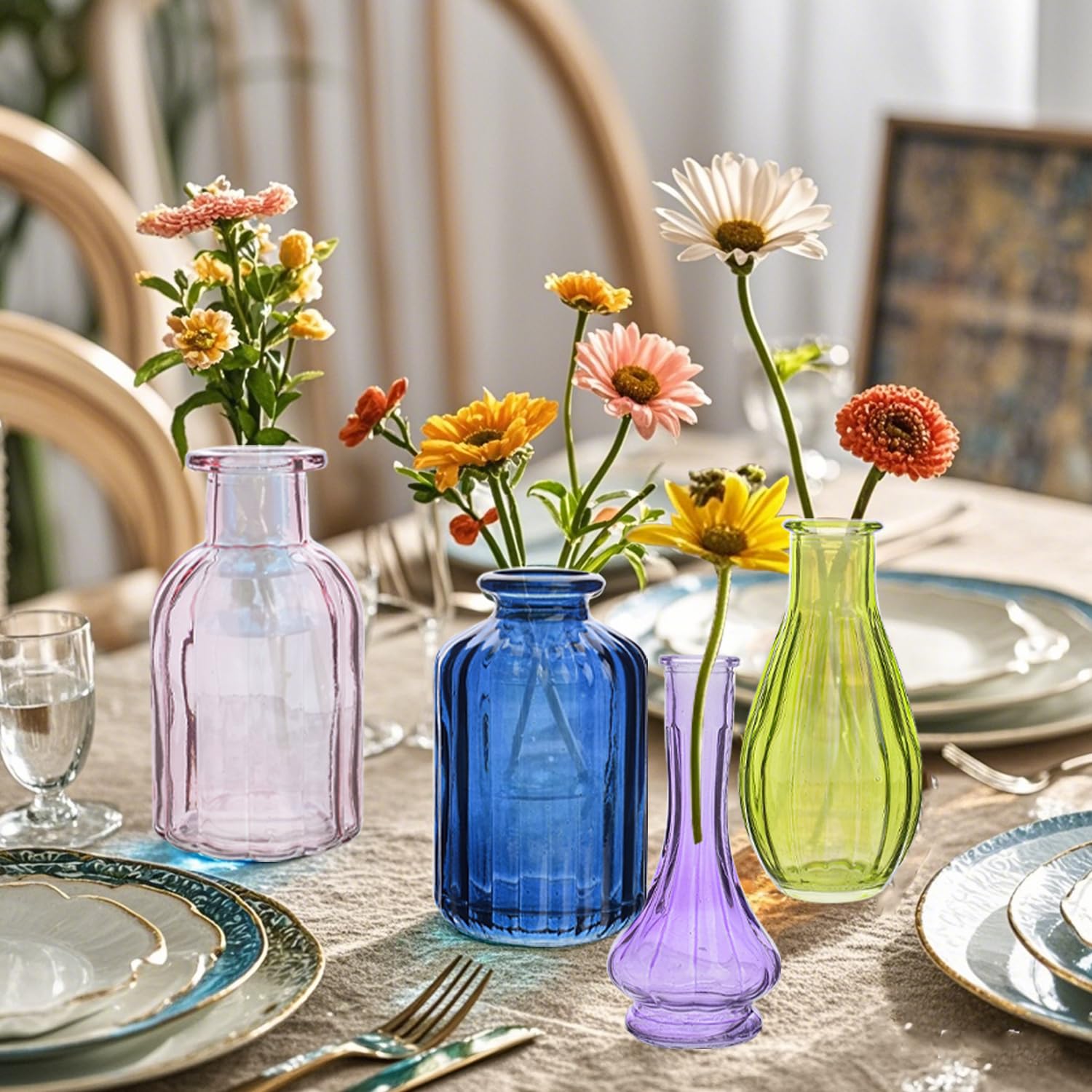 Amazon.com: Eleganttime Bud Vases for Flowers,Glass Colored Bud
